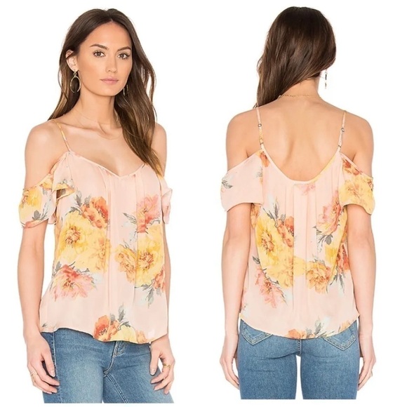 Joie Silk Adorlee‎ Top in Light Apricot Pink/Orange Floral Print, Size XS - Picture 1 of 10